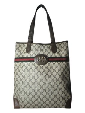 Gucci Sherry Line Brown/Beige GG Green & Red Tote Bag